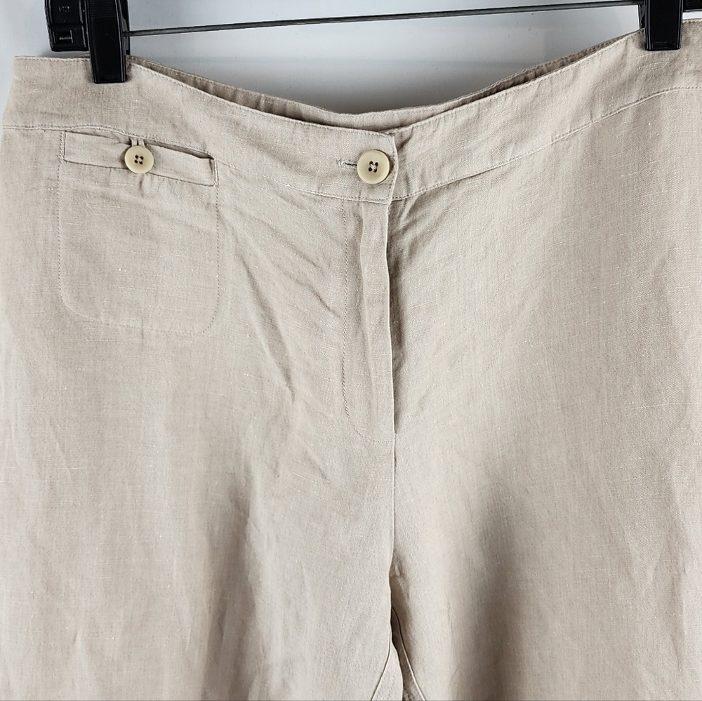 Eileen Fisher Pants Womens Medium Beige Tan Linen Blend 34x33 - Picture 2 of 9